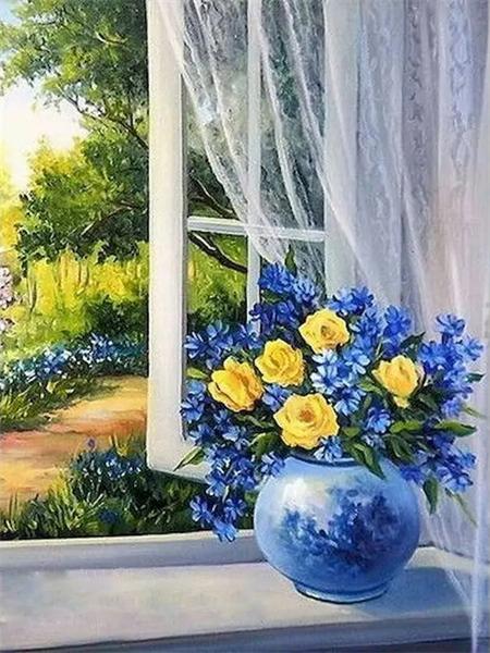 5D Алмазная Картина Новые Поступления Цветочное Окно Домашний Декор Полная Квадратная Круглая Вышивка Мозаика Пейзаж Настенное Искусство