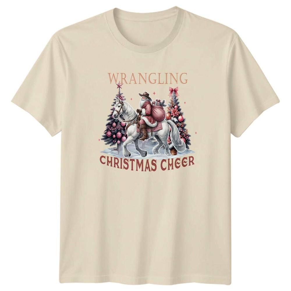 Wrangling Christmas Cheer Western Santa Horse Holidays Christmas Unisexs TShirt