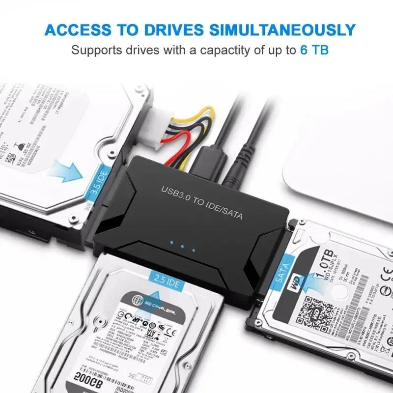 USB 3.0 к SATA IDE Адаптер-конвертер для жесткого диска 3 в 1 IDE SATA Адаптер для 3,5-дюймового и 2,5-дюймового HDD/SSD, CD/DVD ROM