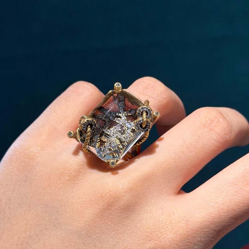 Vintage Rich Square Glass Earrings Jewelry Set Rings Transparent Winding Retro Accessories Woman Luxury Quality 2026 New