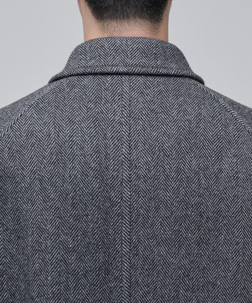 Musinsa Standard Manteco Herringbone Oversized Balmacaan Coat [Dark Grey]