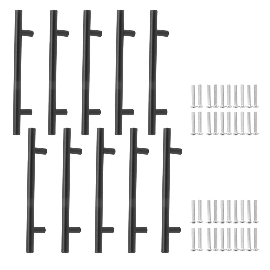 10PCS Cabinet Door T Handle Stainless Steel Modern Wardrobe Drawer Pull Handle for Bedroom Living Room Black