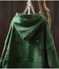 2025 Bo Jia Fan Flower Print Hooded Cotton Knit Sweater - Loose Fit, Autumn Style