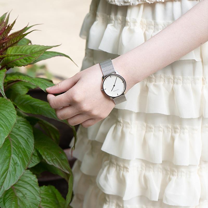 CALVIN KLEIN Eternal Series Watch Quartz Movement Stainless Steel Strap White Dial Women's Watch Available Gift Box Simple Steel Chain 25200157
