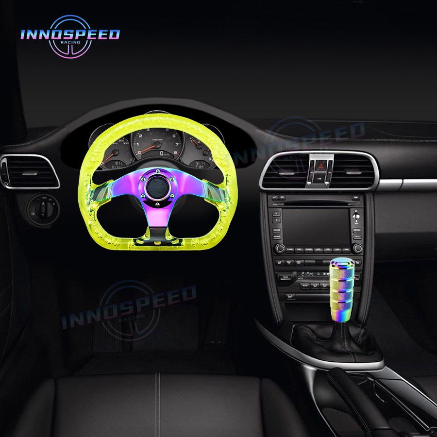 13inch D Shape Acrylic Racing Game Steering Wheel Neo Chrome Spoke Car Modified Sports Steering Wheels