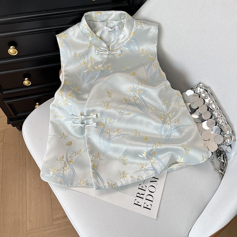 Женский жаккардовый жилет с косой планкой, для ранней весны, многослойный, высококлассный, в стиле ретро, с воротником-стойкой, жилет-топ