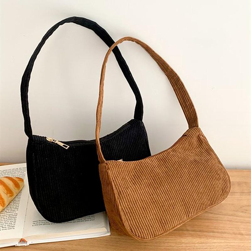 Corduroy Underarm Bag Casual Women Shoulder Bags Travel Armpit Shopping Pouch Phone Pouch Zipper Female Handbag Clutch
