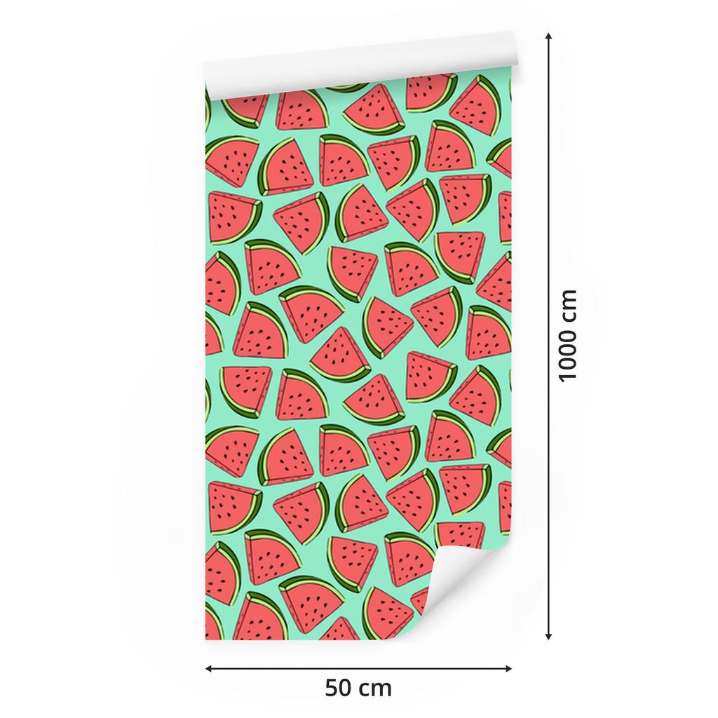 Watermelon Wallpaper Coral and Mint for Living Room and Bedroom 50x1000