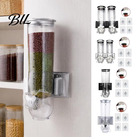Dry Goods Dispenser for Kitchen Wall Mounted Cereal Dispenser, Moisture Proof Airtight Food Storage Mount Container, Plastic Space Saving Organizer