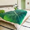 1pc Green Leaf Shape Flannel Blanket Soft Cozy Throw Blankets For Travel Sofa Bed Home Decor Birthday Gift For Kids Adults