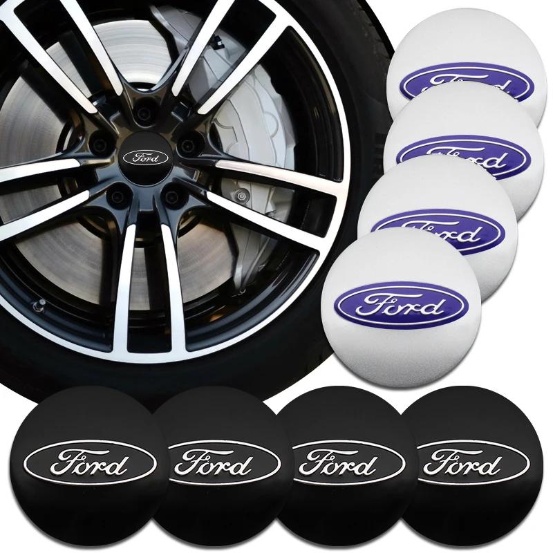 Car Sticker Ford 56mm Car Hub Cap Badge Sticker Metal Alloy For Ford Escape Edge Mondeo Taurus Fusion Mustang Focus mk2 mk3 mk4