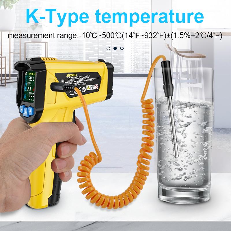 Digital Infrared Thermometer LCD Color Screen Digital Thermometer Temperature Meter Backlight Alarm Handhold Thermometer
