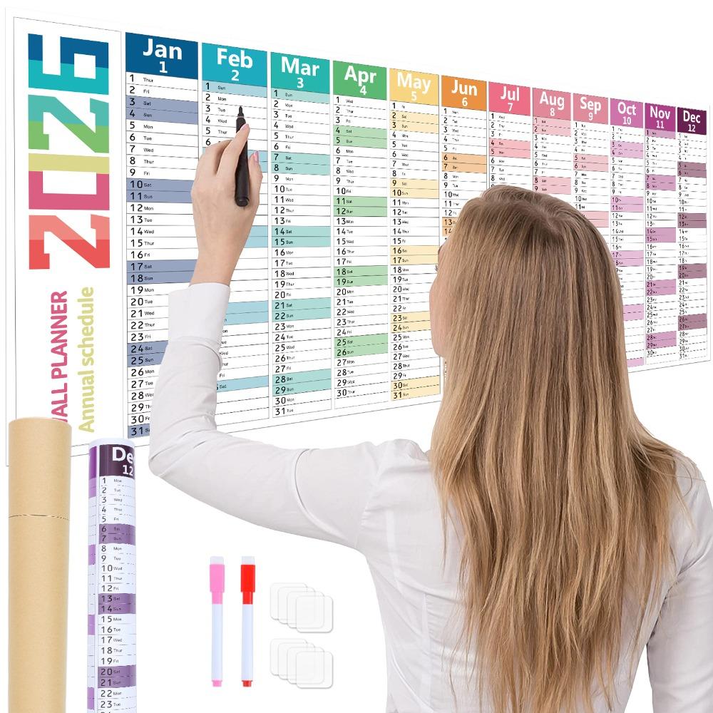 Colorful 2026 English Calendar 42x100cm Monthly Planner Calendar 12 Month Calendar  School