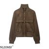 Бомбер в европейском и американском стиле с ребристым воротником-стойкой, весна 2026