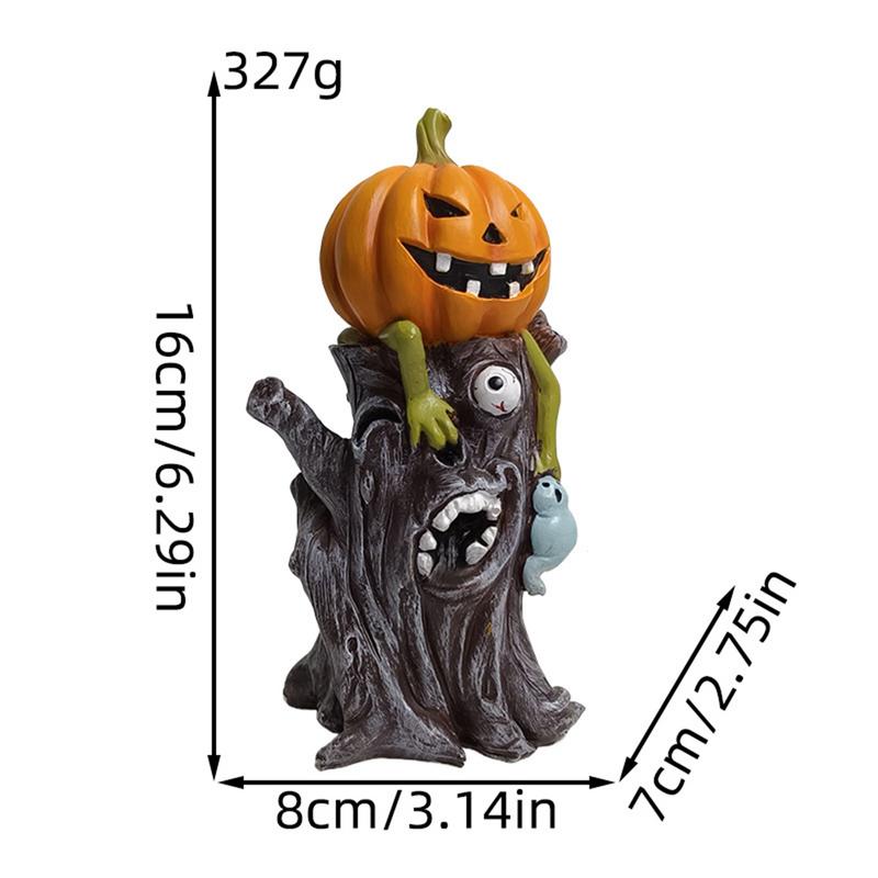 Resin Pumpkin Ghost Tree Stump Statue Halloween Decorations Halloween Figurines Garden Decors for Indoor Haunted House