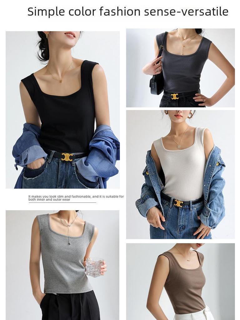 Женская летняя майка без рукавов с квадратным вырезом - Свободная, универсальная и легкая майка