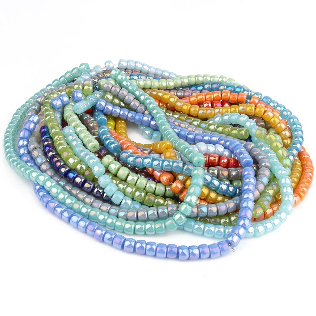 Natural AB Color Glass Crystal Multicolor Cylinder Beads For Handmade Diy Bracelet Jewelry 8x6mm