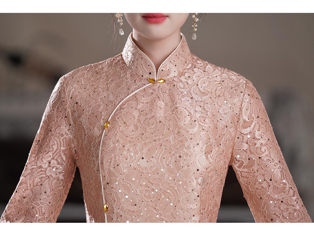 2025 Xi Po Po Elegant Qipao Wedding Dress for Mothers - High-end, Modern, and Versatile for Special Occasions and Daily Wear.