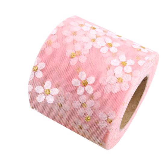 1 Roll 25Yards Webbing Ribbon Soft-touching Durable Decorative Compact Lace Floret Tulle Ribbon Clothing Accessories for Home