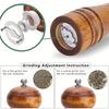 6 Inch Manual Pepper Grinder Rubberwood Acrylic Ceramic Core Fresh Ground Spice Mill