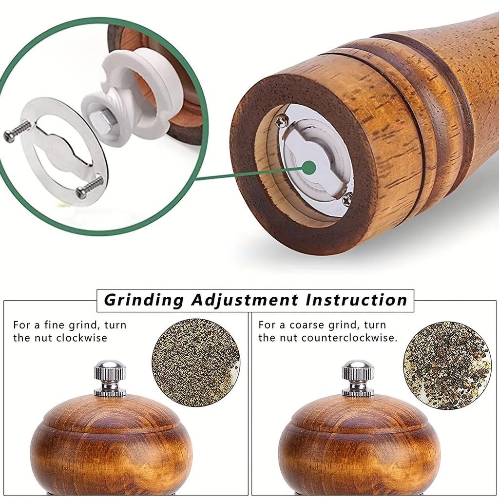 6 Inch Manual Pepper Grinder Rubberwood Acrylic Ceramic Core Fresh Ground Spice Mill
