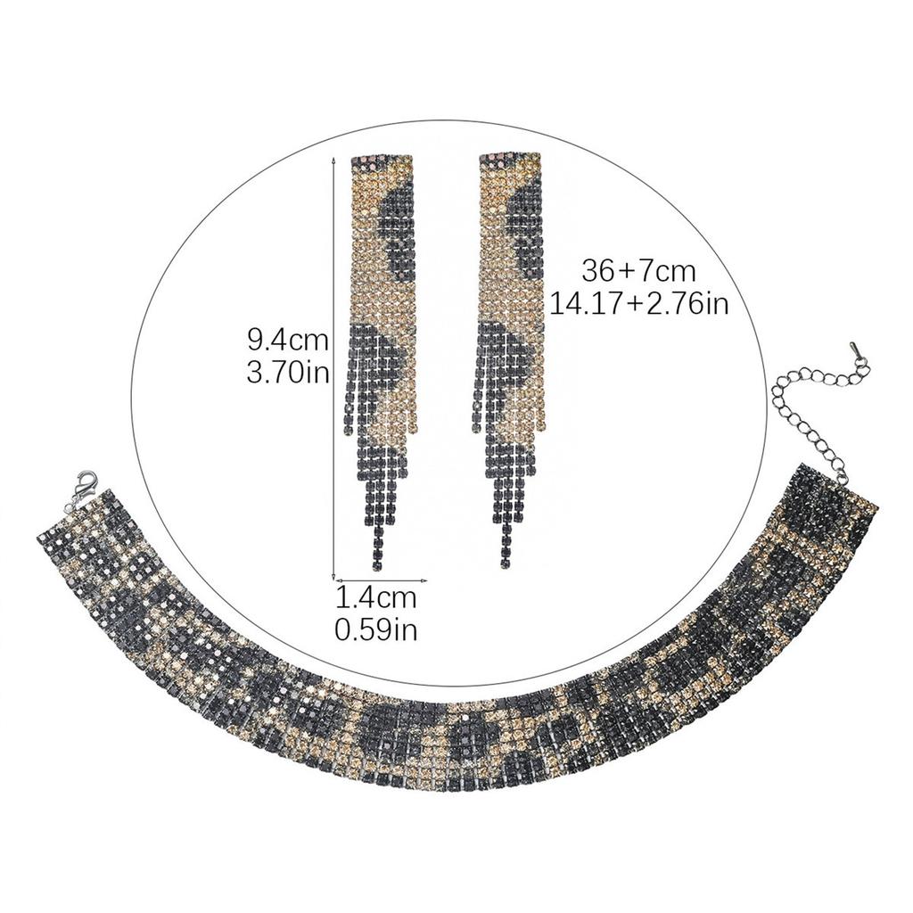 Свадебный набор украшений со стразами с леопардовым принтом, украшение-цепочка на шею.