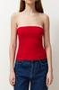 Women's Fashion New Blouse Stone Ribbed Strapless Collar Woven Garnish Fitted Cotton Stretchy Crop Knitted Blouse