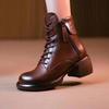 Women's Boots New Retro Side Zipper Boots Women Shoes Soild Color Thick Heel Ankle Boots Platform Shoes