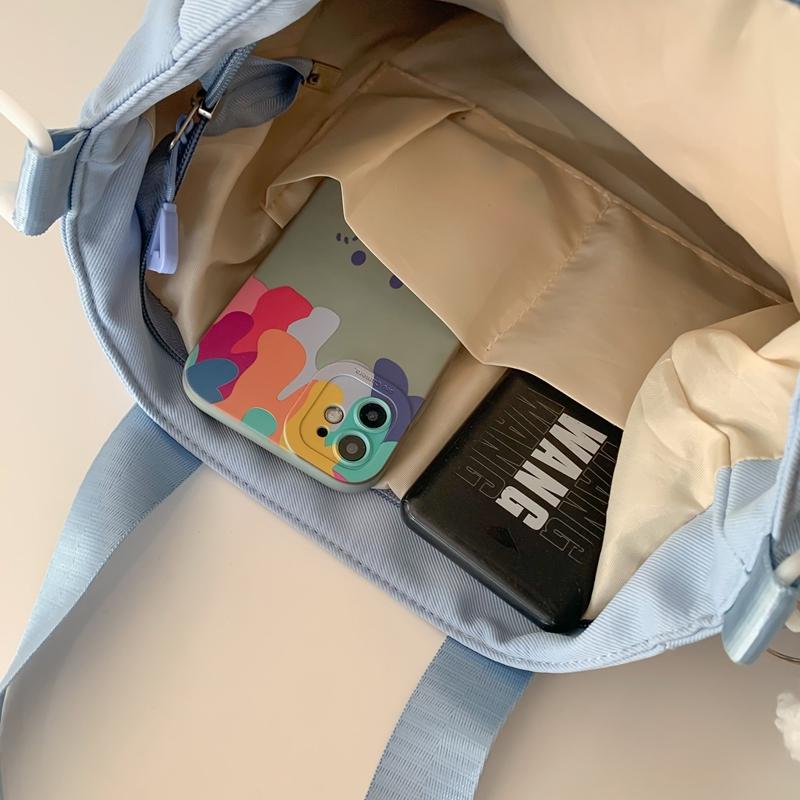 Girls Contrast Shoulder Bag Large Capacity Student Book Bag