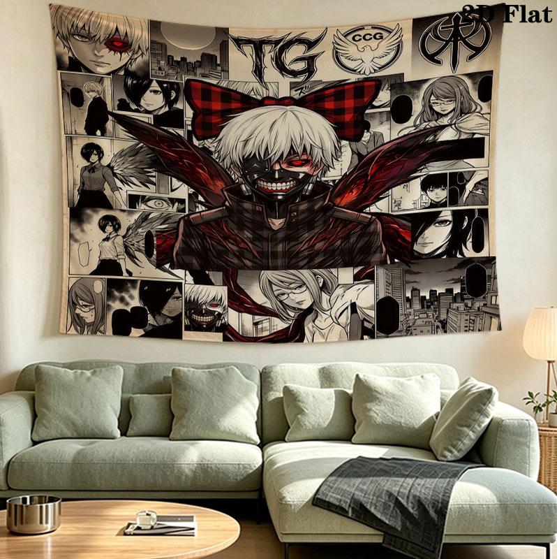 Tokyo Ghoul Veggvev Estetisk Vegghengende Trykt Stoffteppe Dekorative Vevde Tepper For Soverom Stue Hjemmeinnredning