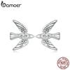 BAMOER 925 Sterling Silver Simple Bird Stud Earrings Animal Inlaid CZ Hypoallergenic Earrings for Women Fine Jewelry