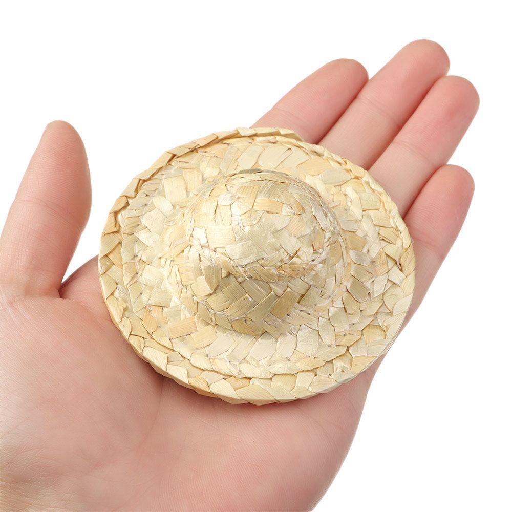 Yellow Multiple Sizes Crafts Woven Straw Hat Doll Accessories Doll Caps DIY Decoration