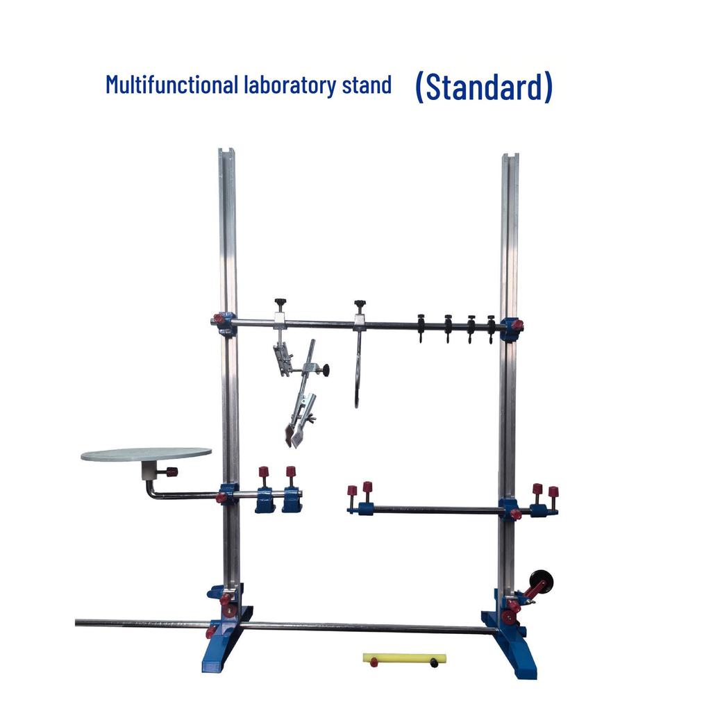 Iron Stand with Square Base for Laboratory Experiments - Complete Set with Flask Clamp & Burette Holder