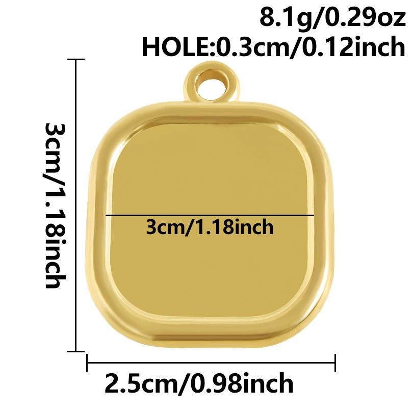 6Pcs Blank Settings Cabochon Pendants Round Rectangle Square Charm Stainless Steel Charms For Jewelry Making Bulk Diy Necklaces