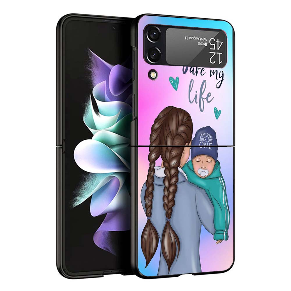 Женская Модная Девочка Супер Мама Чехол для Телефона Ребенка Для Samsung Galaxy Z Flip7 Flip6 5G Flip5 Flip4 Flip3 ZFlip 7 6 3 4 5 Ударопрочный Ba
