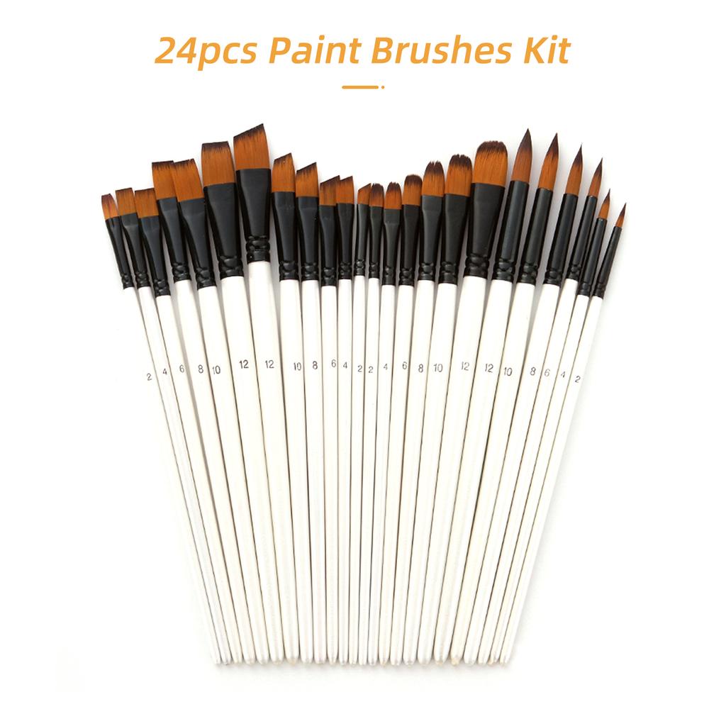 24pcs Draw Paint Brushes Set Kit Artist Paintbrush Round Brushes with Nylon Hair for Artist Acrylic