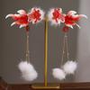 Red Hanfu Hair Clip Fuzzy Ball Chinese New Year Side Clip Festive Girl Headdress Spring Festival