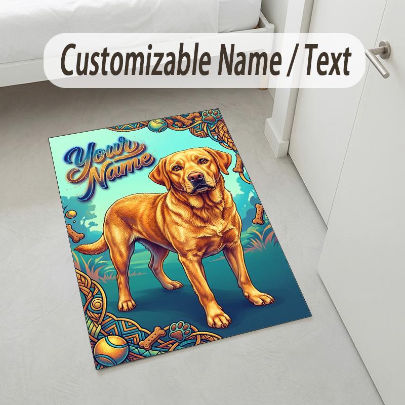 Decorative Artwork Theme Crystal Velvet Rug Personalized Custom Name Text Soft Floor Mat Home Decor