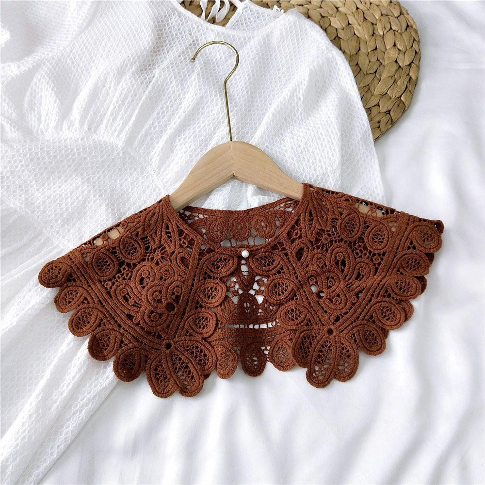 Полый хлопок для женщин, женская одежда, швейная шаль, аппликация, поддельный воротник, кружевной вырез, украшение для одежды, съемный воротник