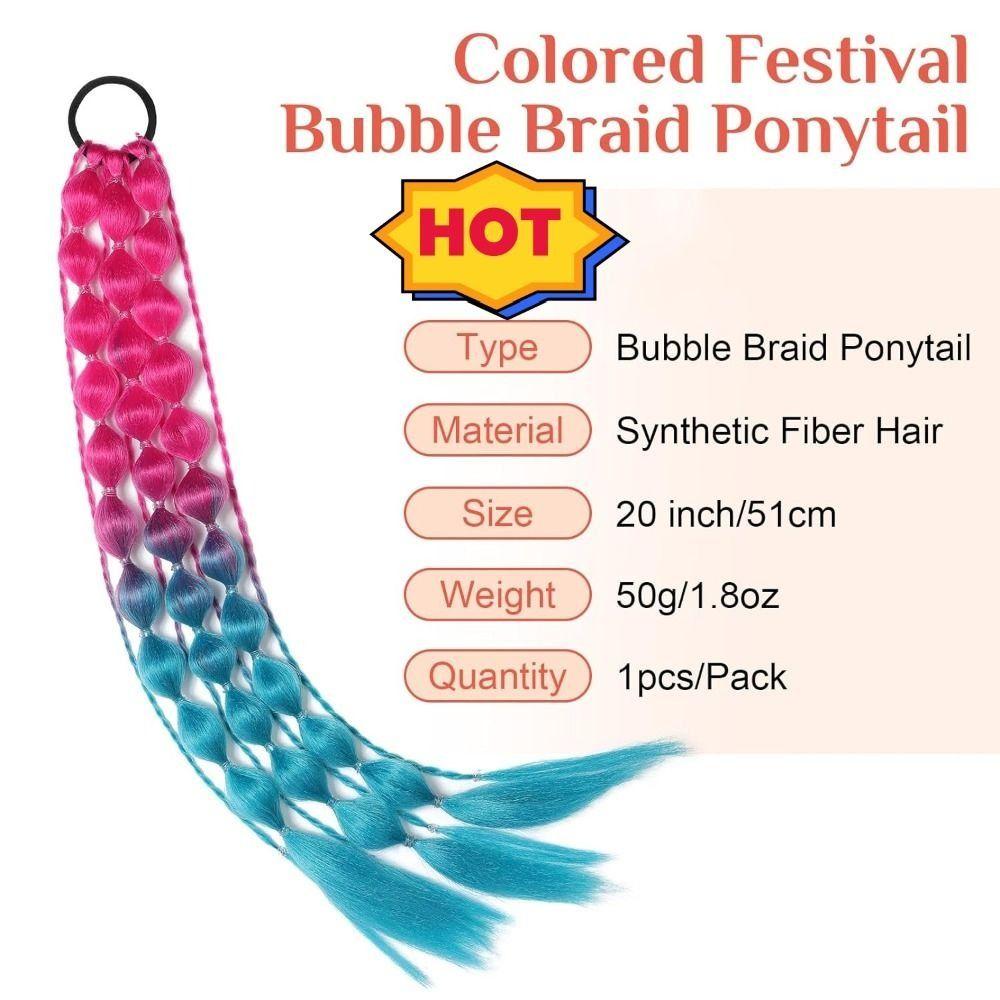 with Hair Tie Kids Bubble Ponytail Extension 20" Ombre Crazy Hair Day Accessories
