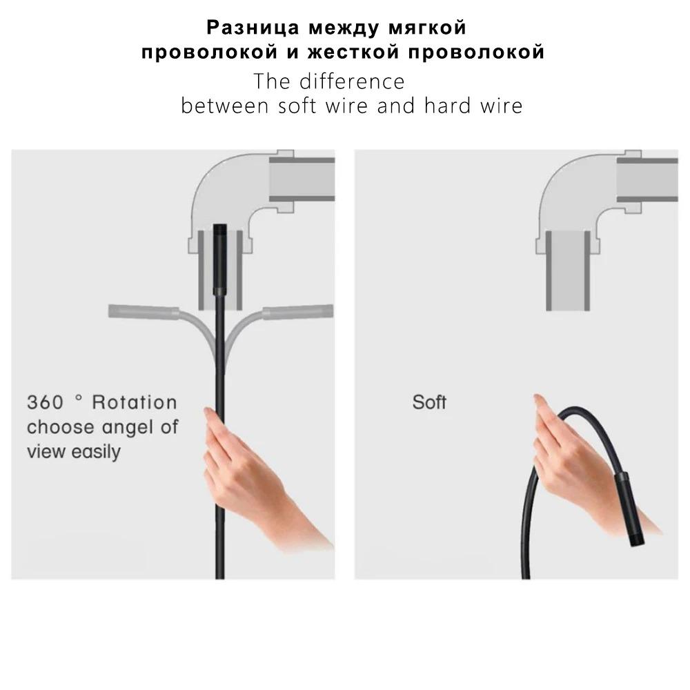 5.5mm Sewer Industrial Endoscope Waterproof Piping Endoscopy Type C Mini Camera 3 In 1 Automotive Borescope For Android Phone