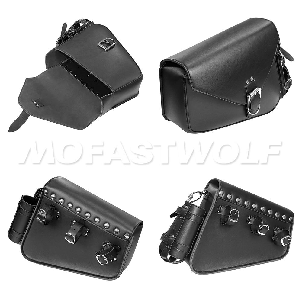 Motorcycle PU Leather Side Saddle Bags L+R Fit for Harley Sportster XL 883 1200 Chopper Cruiser Cafe Racer Softail Bobber