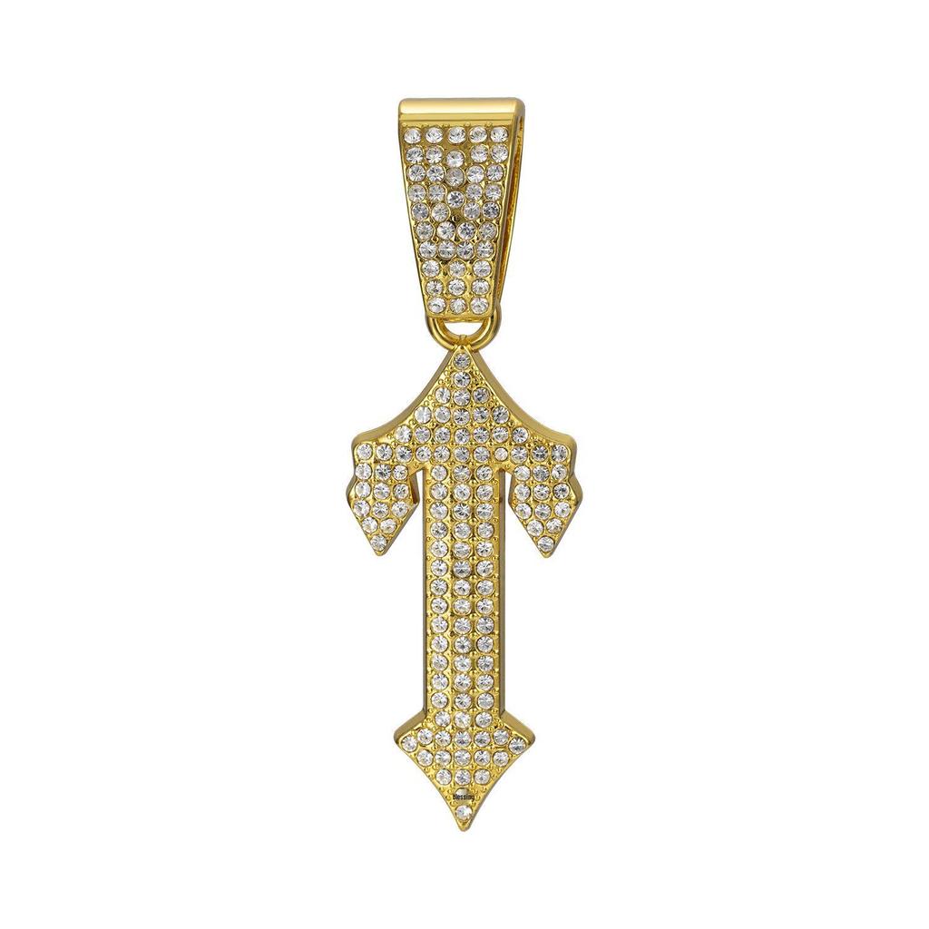 European-American Hip-Hop Style Cuban Necklace with Large Sword Alloy Full Diamond Pendant Trendy Men's Jewelry