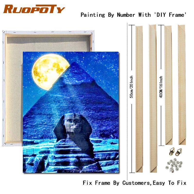 RUOPOTY Paint By Numbers Moon Scenery Unique Gift Home Decoration Picture By Number Sea Acrylic Drawing On Canvas