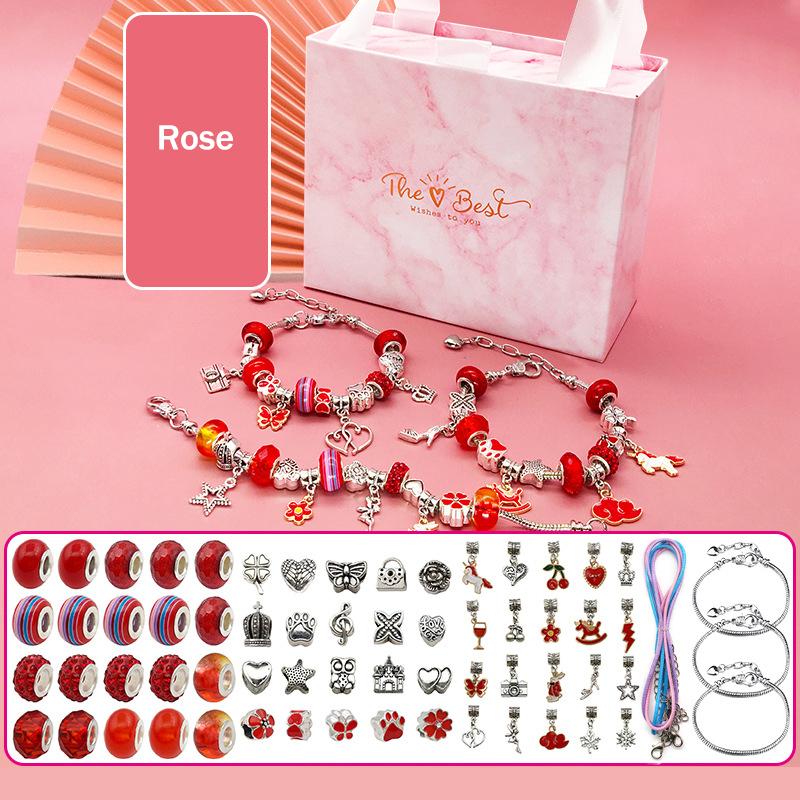 Детский комплект материалов ручной работы «сделай сам», ожерелье из бисера, 66 шт., креативное ювелирное украшение, подарочная коробка, подарок на день рождения для девочек