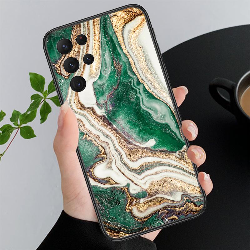 Green Gold Marble Phone Case For Samsung A52S A21S A33 A23 A35 A55 A14 A32 A52 A53 A54 A51 A71 A15