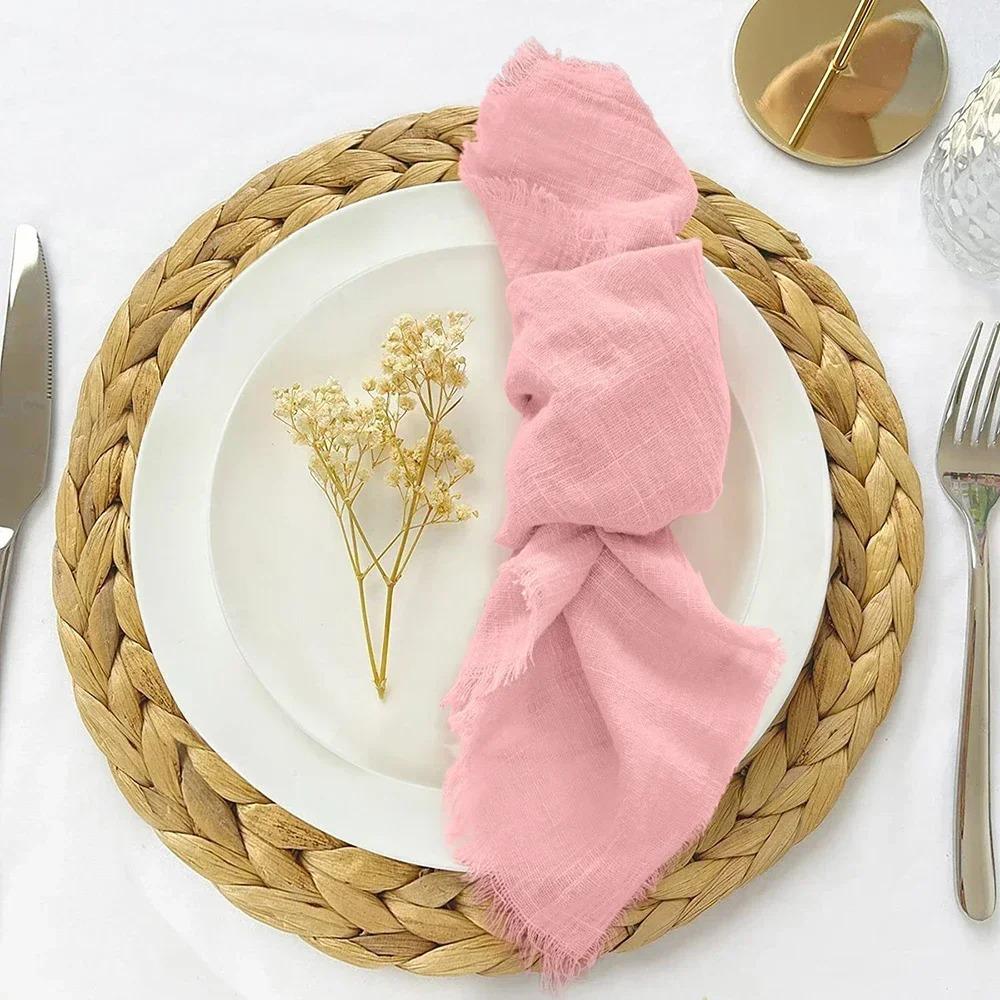 6pcs Rustic Cloth Napkin Washable Table Decoration Party Supplies Gauze Table Towel  Christmas