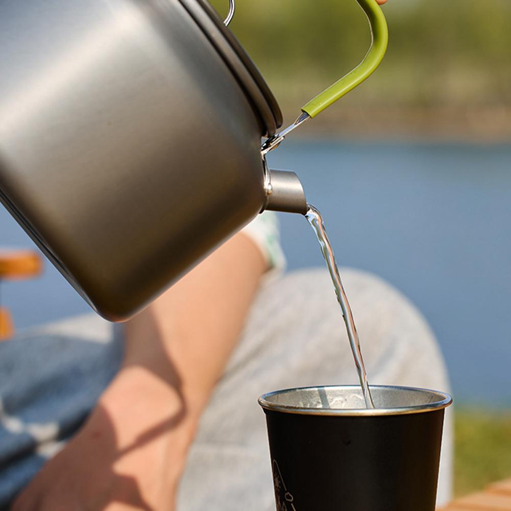 Outdoor Light Weight Aluminum Alloy Kettle AntiScalding Handle Camping Coffee Kettle Portable TeaPot Picnic Teakettle
