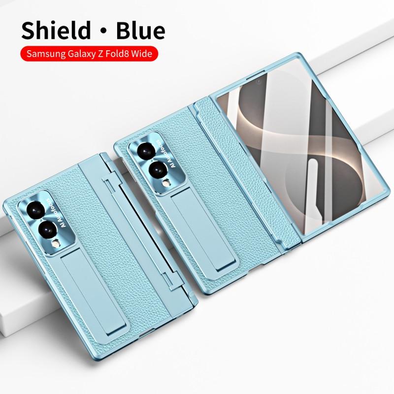 Премиальный кожаный чехол для Galaxy Z Fold8 Ultra со встроенным слотом для стилуса, ударопрочная защита, скрытая подставка
