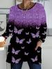 2025 Autumn Winter New Plus Size Women's Tops, Butterfly 3D Print Fashion Crew Neck Long Sleeve T-Shirts